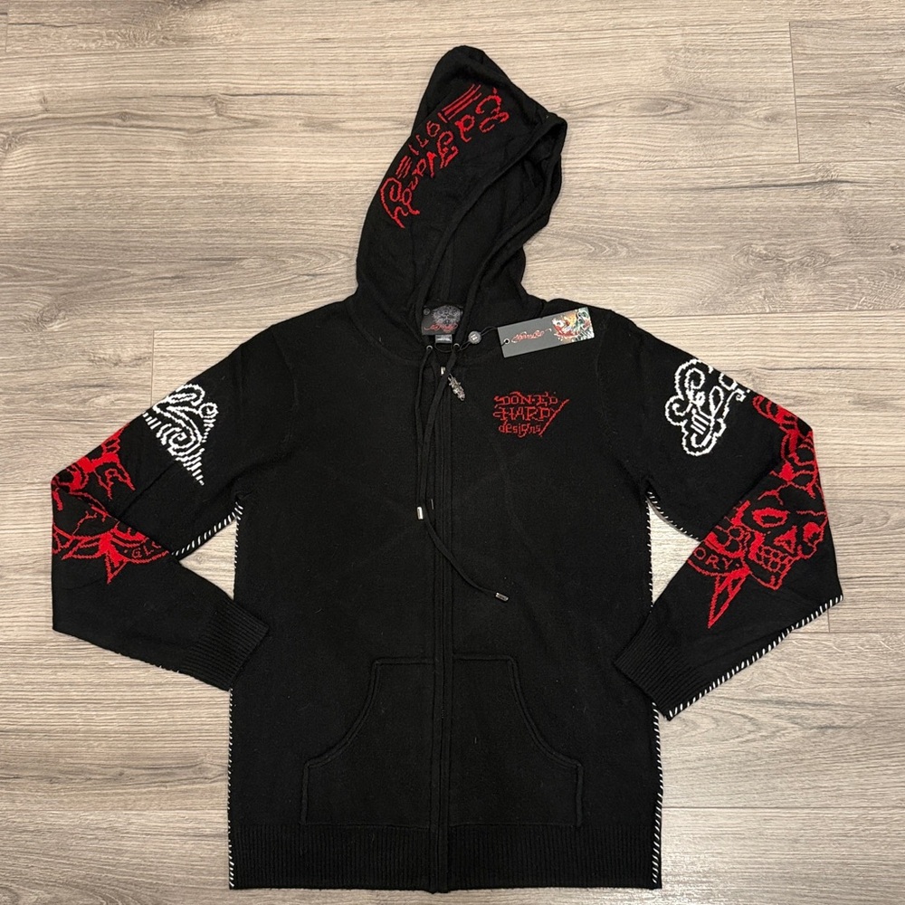 Ed Hardy by Christian Audigier Tiger Wool Blend Full Zip Hoodie Men’s Size XL - Picture 3 of 5